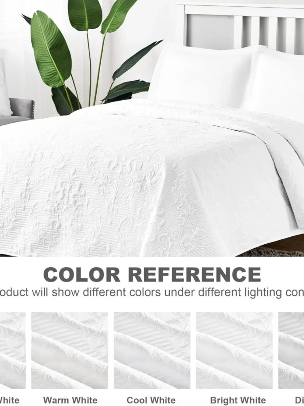 White Ultrasonic Lightweight Queen King 3-Piece Quilt Set